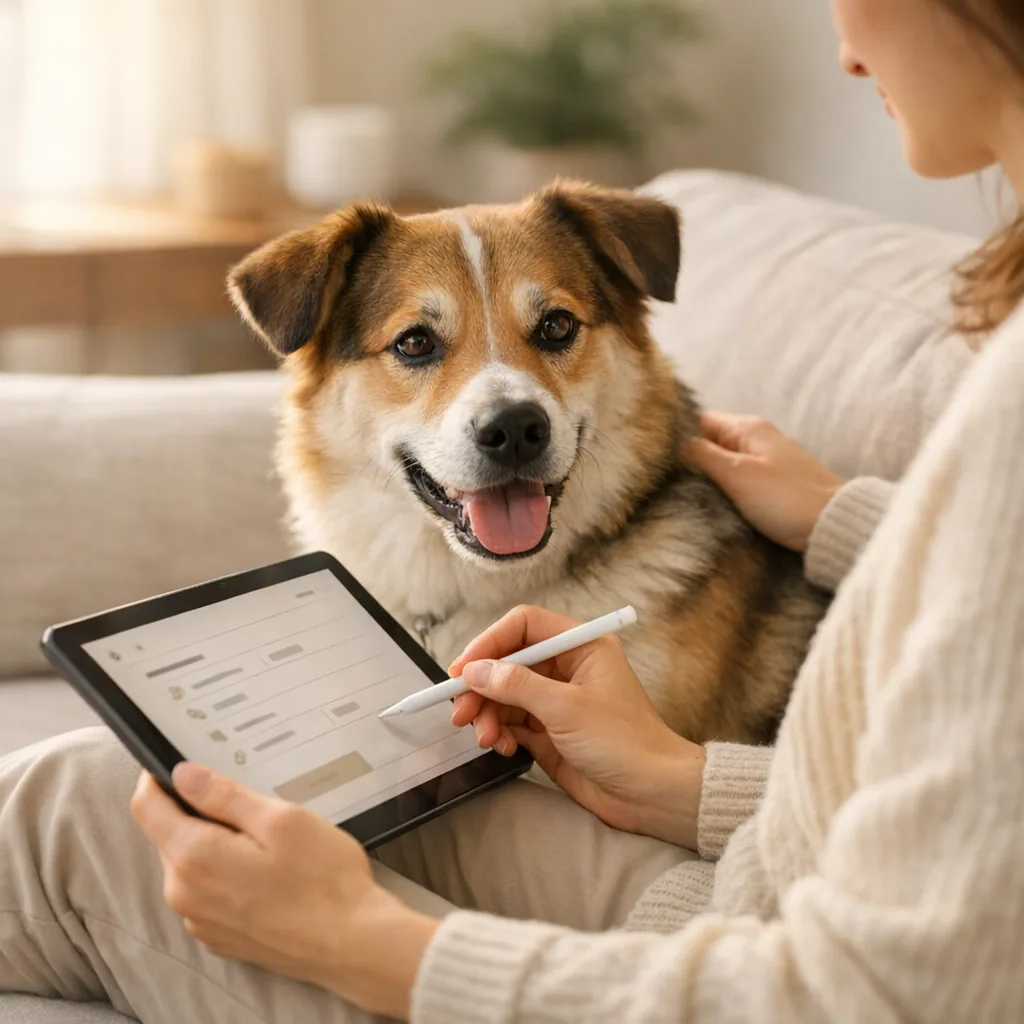 Perro Hector Kitchen durante la creación de su perfil personalizado