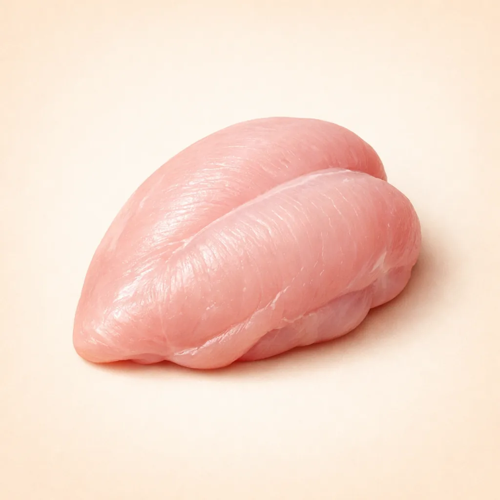 carne de pechuga de pavo fresca, fotografía natural de alimentos, fondo blanco limpio